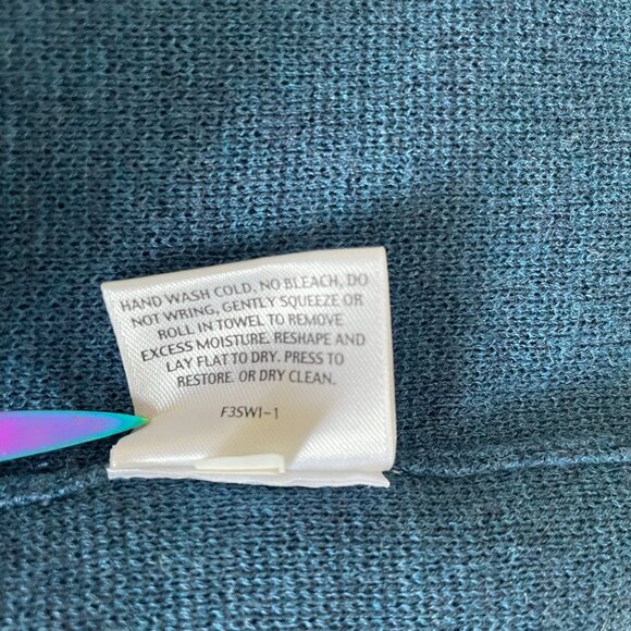 Eileen Fisher Women's Cardigan XL Wool Blue Open Front Boxy 3/4 Sleeve *FLAWS* - Picture 8 of 9